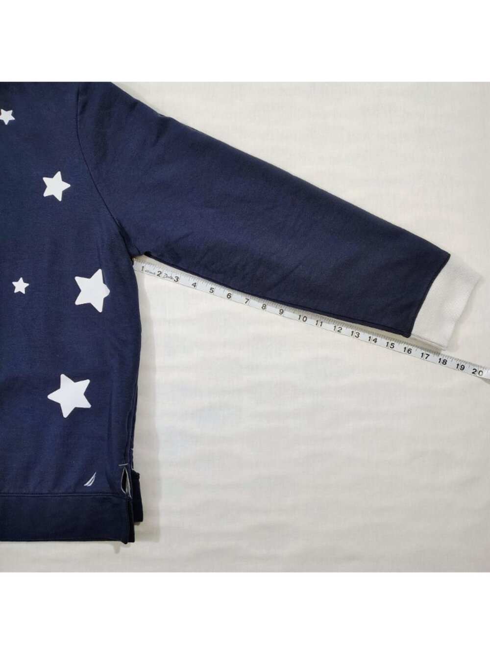 Nautica Long Sleeve Shirt Womens XXL Navy Fleece Stars Patriotic Crew Neck - Picture 12 of 14